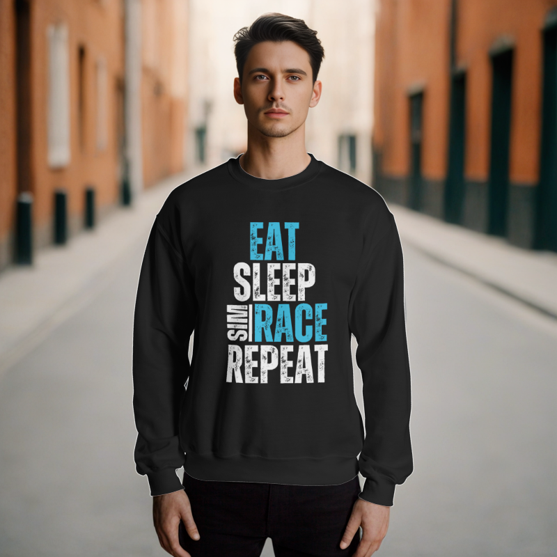 Eat. Sleep. Sim race. Repeat. Unisex Sweatshirt