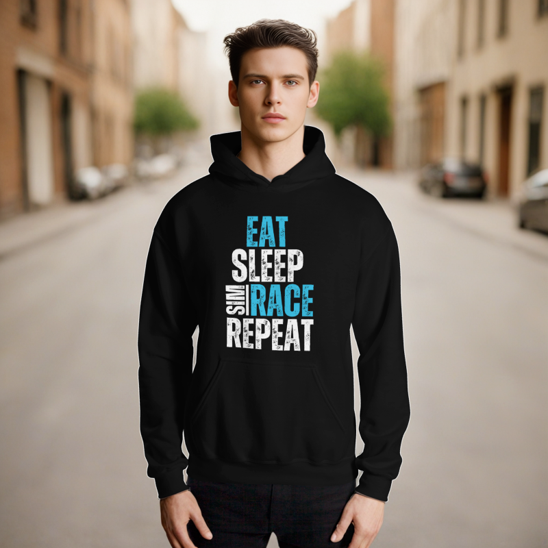 Eat. Sleep. Sim race. Repeat. Unisex Hoodie