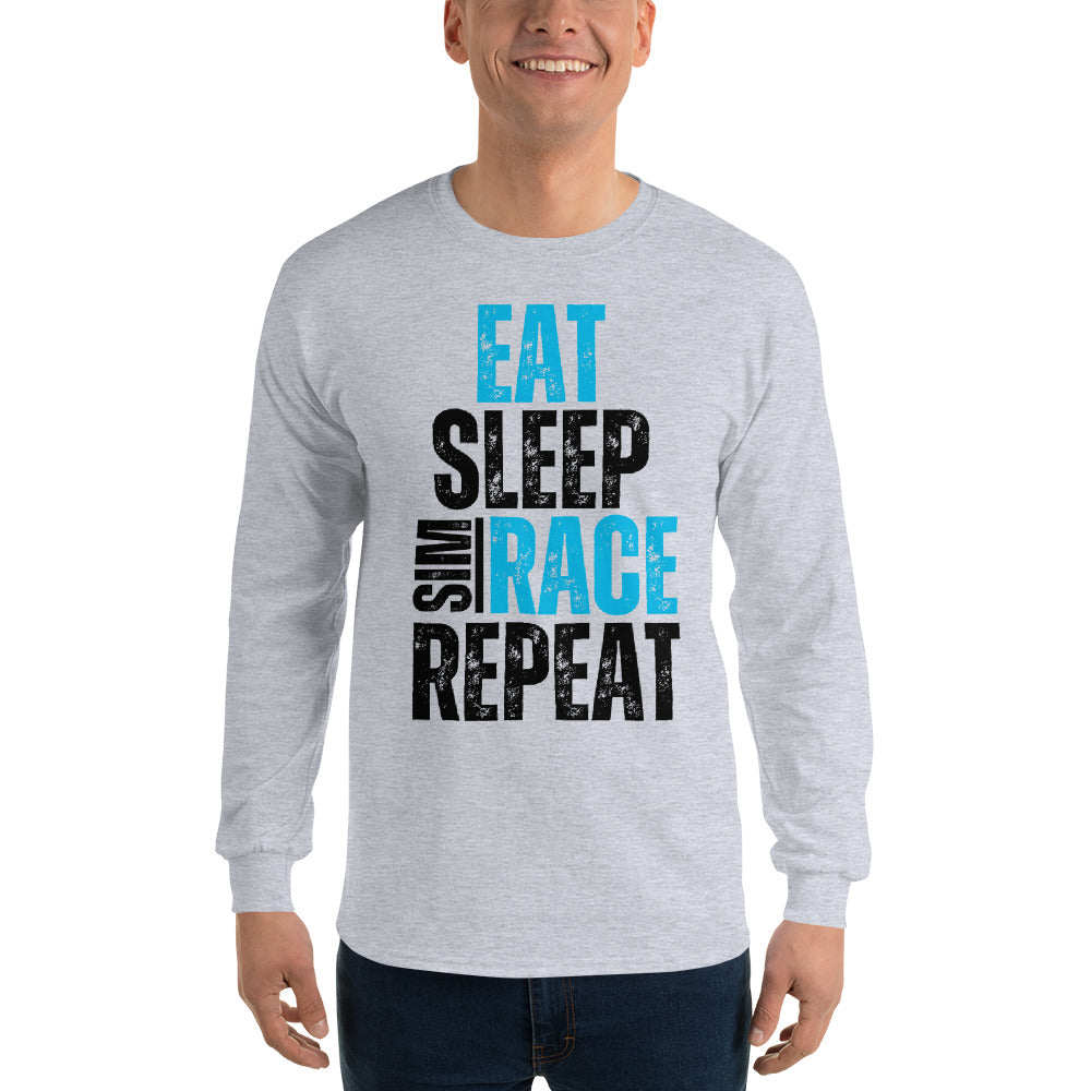 Eat. Sleep. Sim race. Repeat. Long Sleeve Shirt