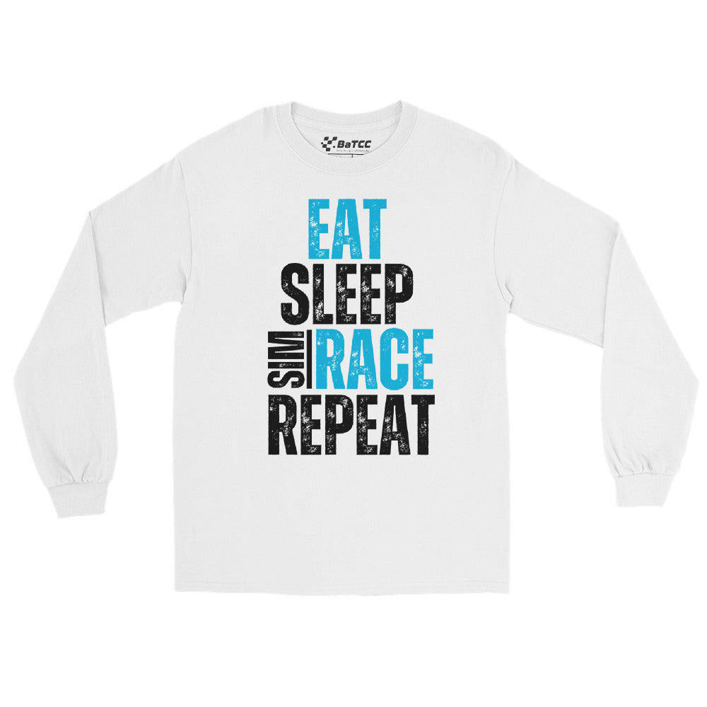 Eat. Sleep. Sim race. Repeat. Long Sleeve Shirt