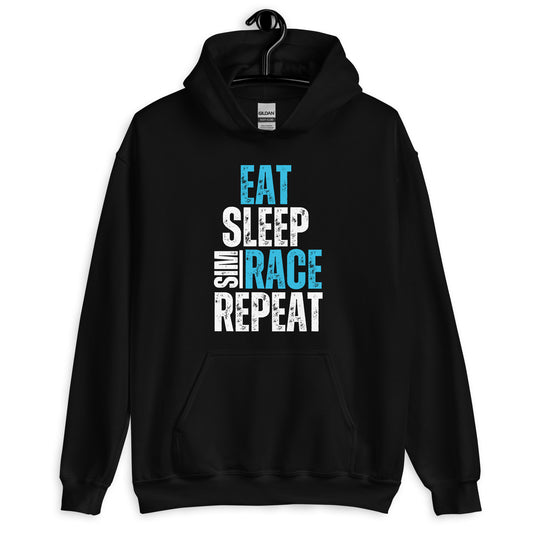 Eat. Sleep. Sim race. Repeat. Unisex Hoodie
