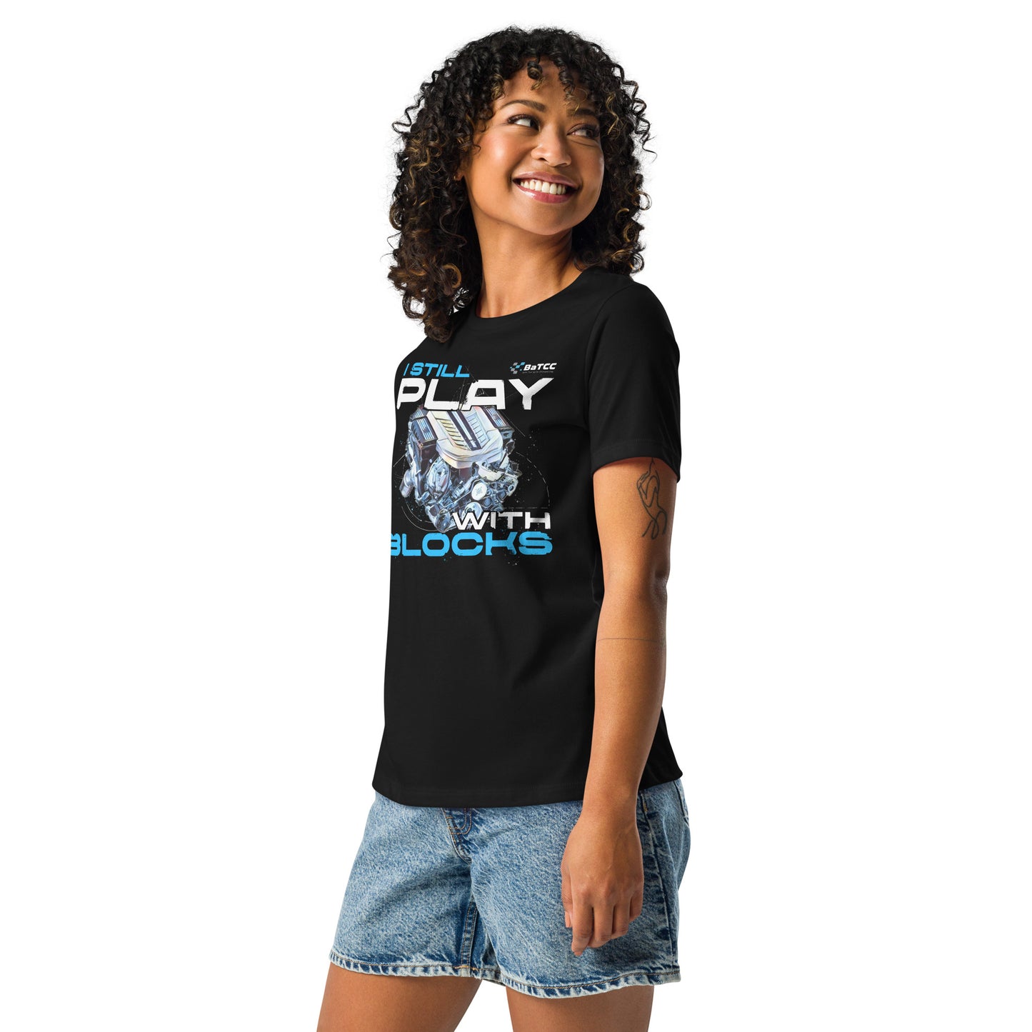 Womens 'I Still Play with Blocks' Engine T-Shirt