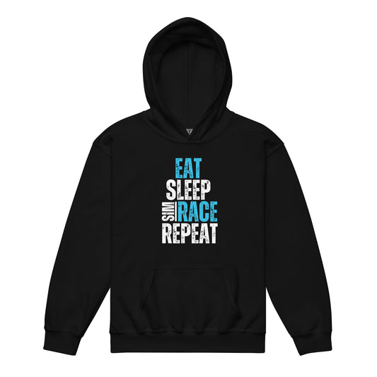 Eat. Sleep. Sim race. Repeat. Youth hoodie