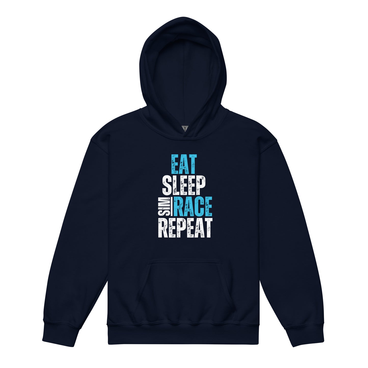 Eat. Sleep. Sim race. Repeat. Youth hoodie