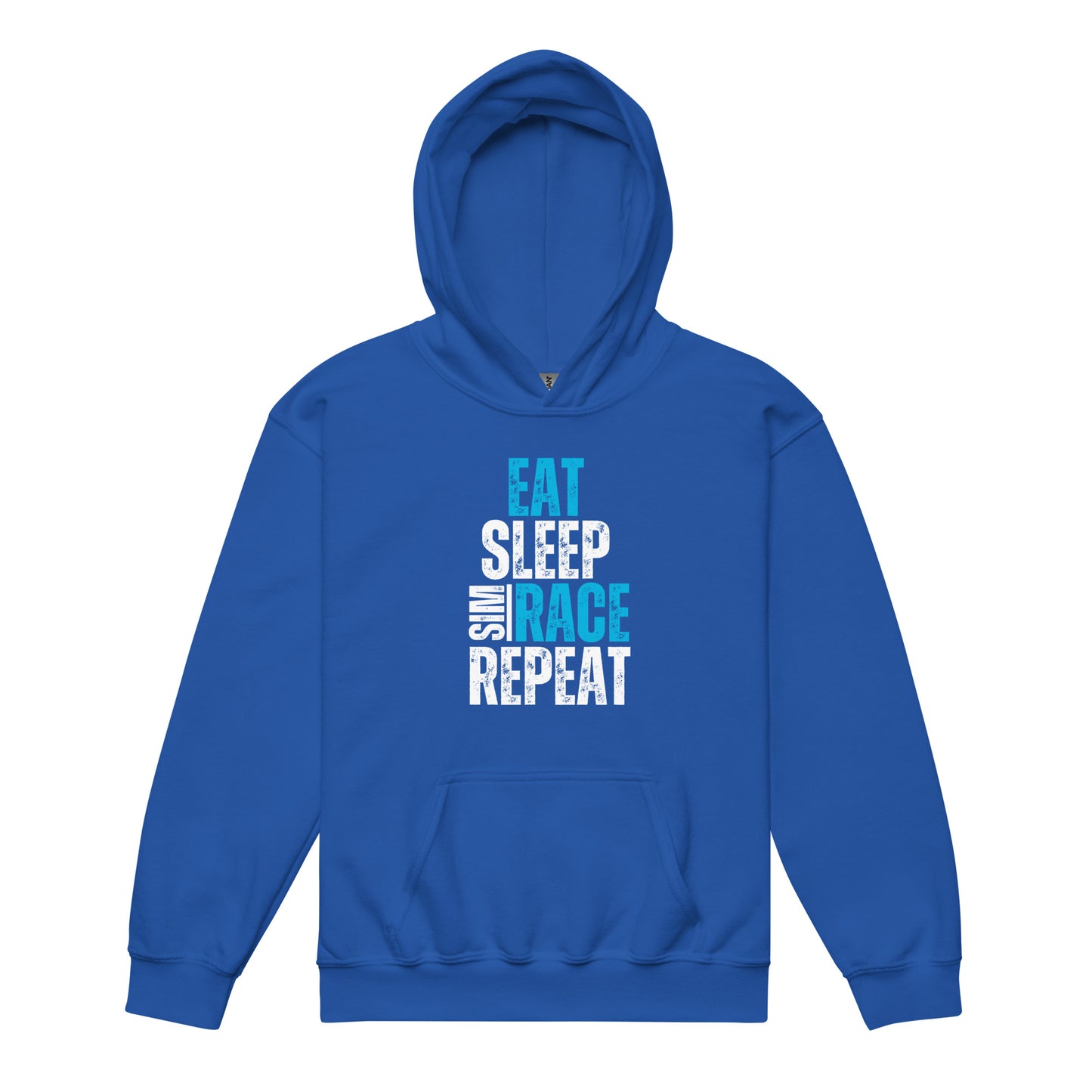 Eat. Sleep. Sim race. Repeat. Youth hoodie