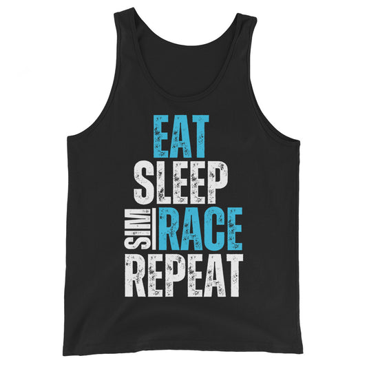 Eat. Sleep. Sim race. Repeat. Tank Top