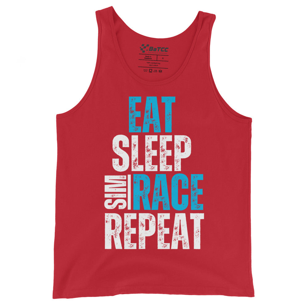 Eat. Sleep. Sim race. Repeat. Tank Top