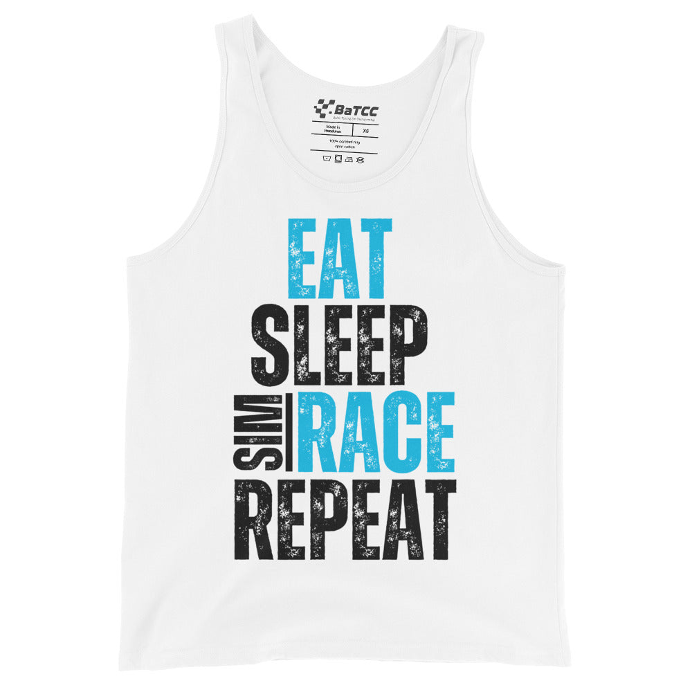 Eat. Sleep. Sim race. Repeat. Tank Top