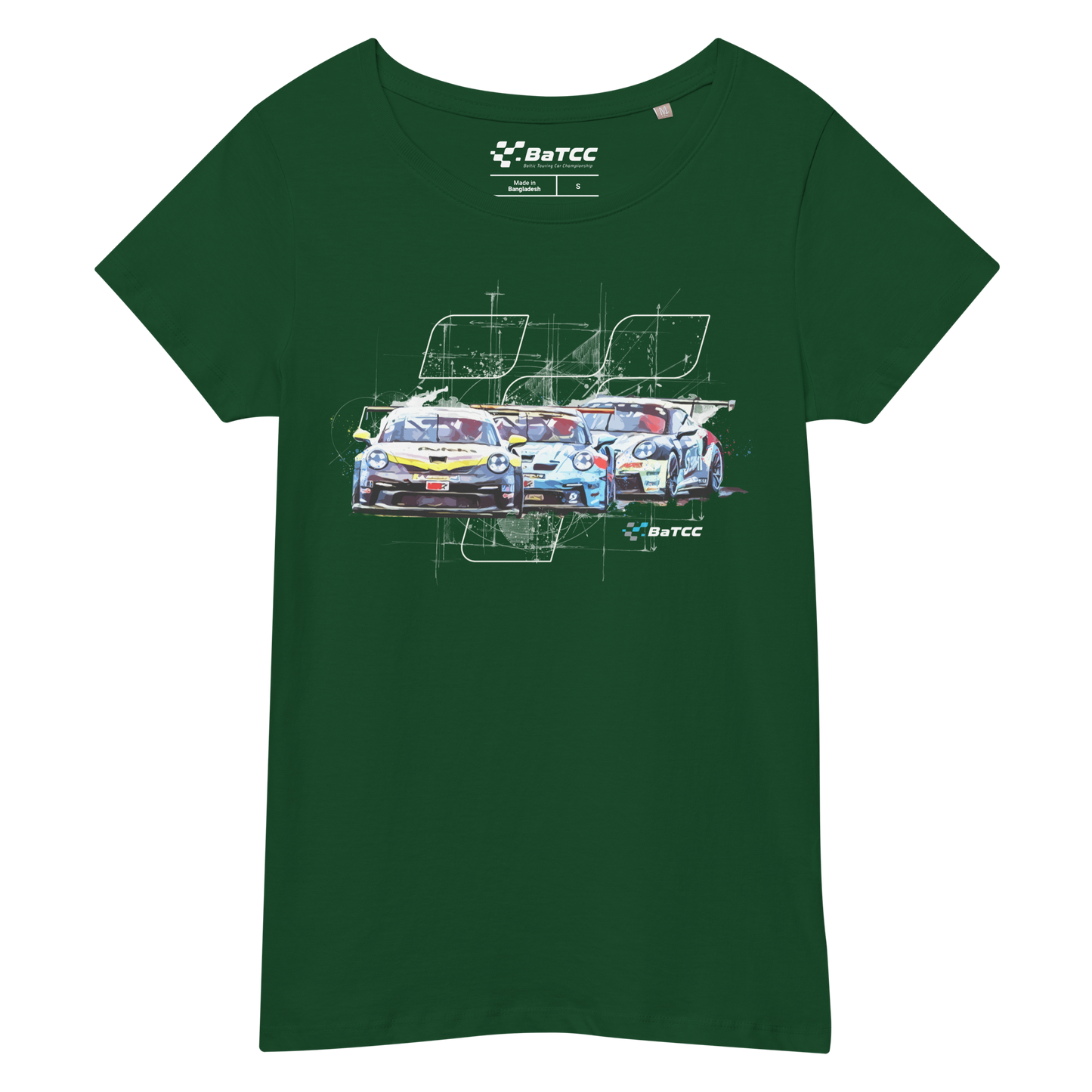 Grundlegendes Bio-T-Shirt für Damen Racing V1.0