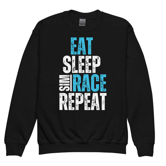 Eat. Sleep. Sim race. Repeat.  Youth Sweatshirt