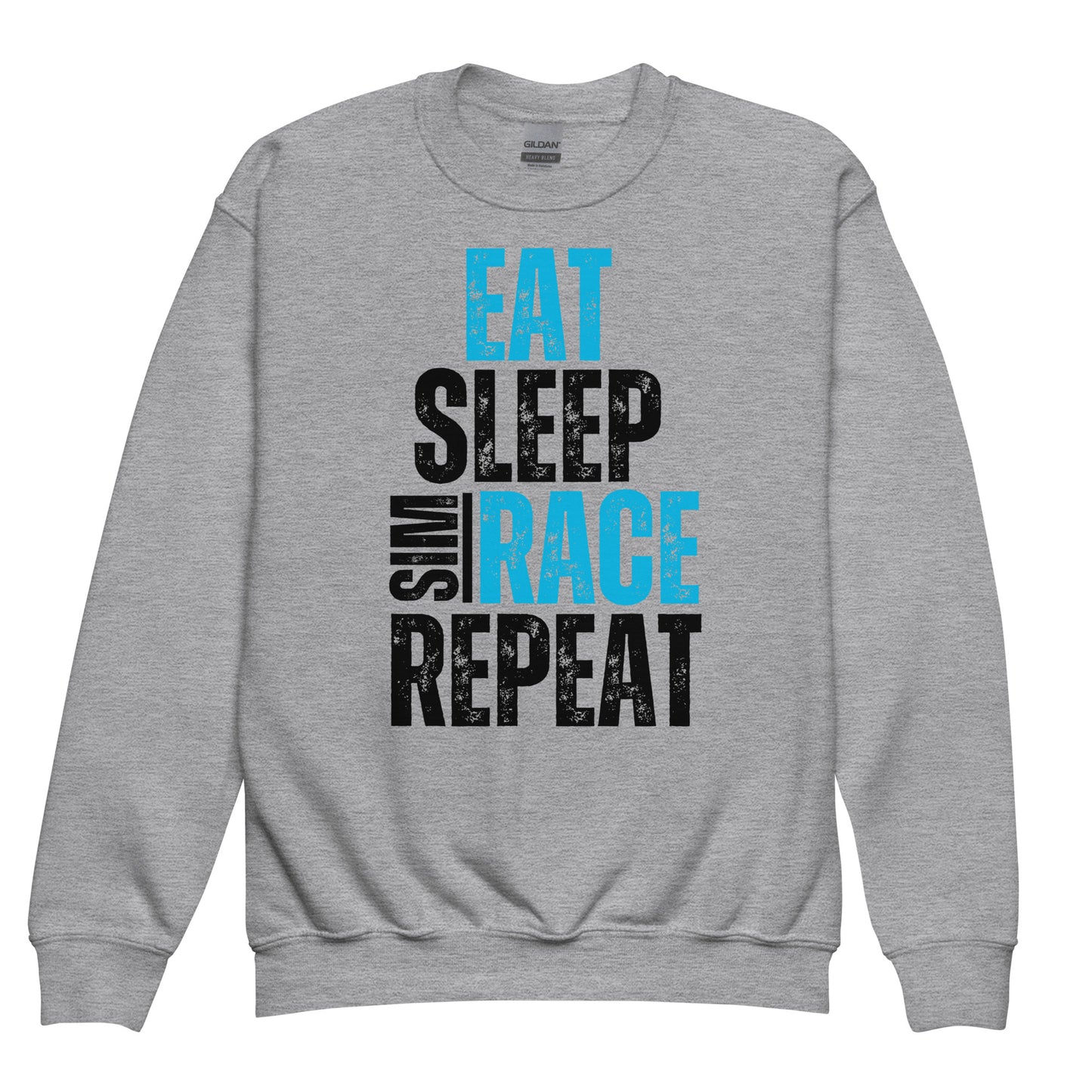 Eat. Sleep. Sim race. Repeat.  Youth Sweatshirt