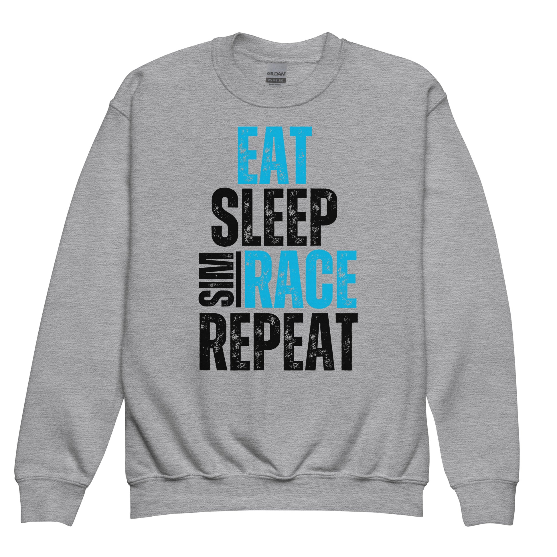 Eat. Sleep. Sim race. Repeat.  Youth Sweatshirt